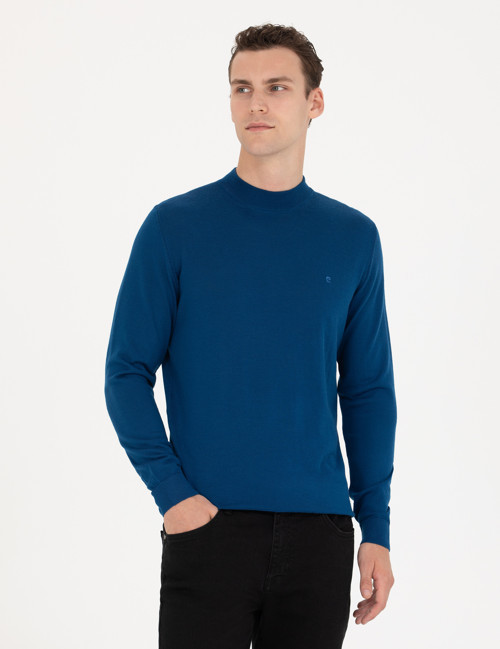 İndigo Regular Fit Çeyrek Yaka Yün Karışımlı Basic Triko Kazak 50270049-VR106