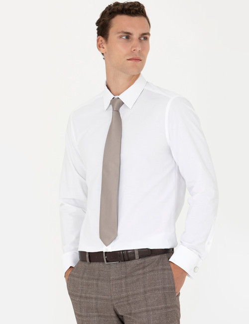 Beyaz Slim Fit Uzun Kollu Basic Gömlek 50277780-VR013