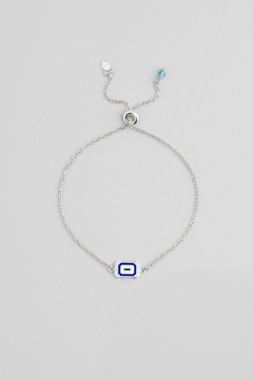 Evil Eye 18 Ayar Beyaz Altın Kaplama Ayarlanabilir Gümüş Minimal Bileklik