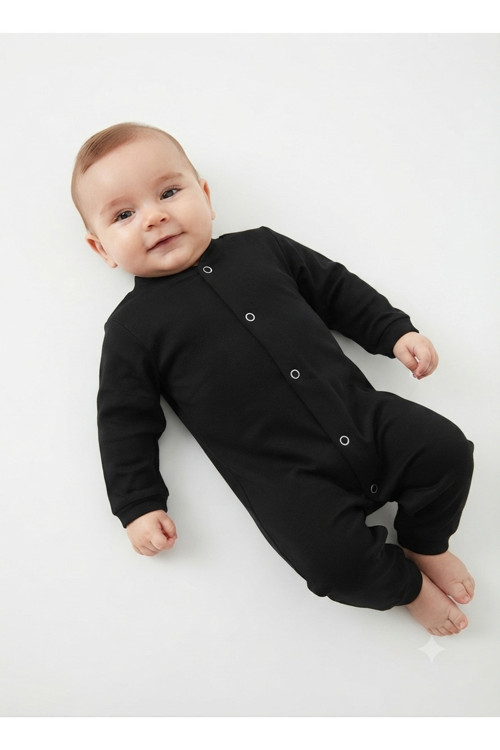 Unisex Bebek Pamuklu Siyah Tulum - Günlük ve Özel Kullanım