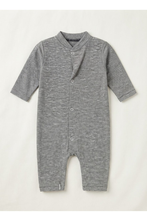 Unisex Bebek Kendinden Desenli Soft Dokulu Uzun Kollu Çıtçıtlı Tulum