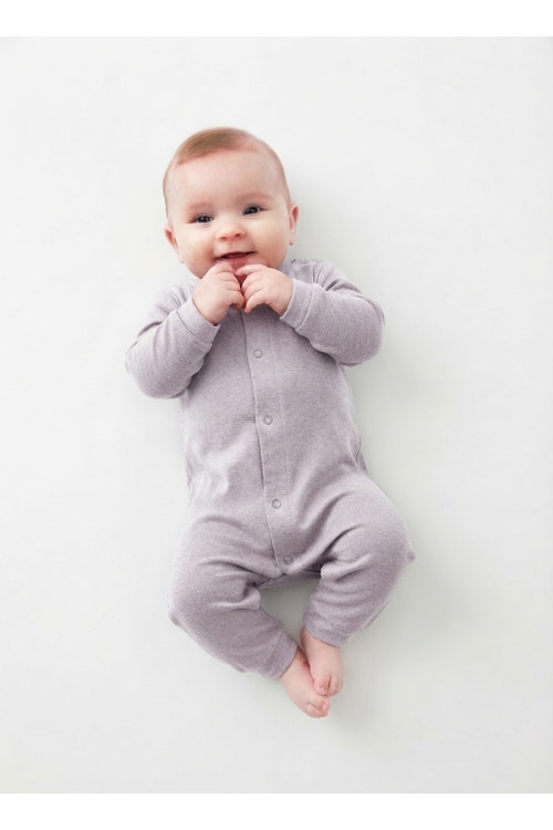 Unisex Düğmeli Organik Bebek Tulumu & Uzun Kollu Papatya/Desenli Bebek Tulum