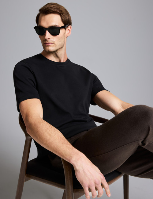 Siyah Regular Fit Basic Tişört 50333912-VR046