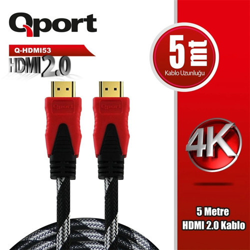 Q-HDMI53 HDMI 2.0 VERSİYON 4K 60HZ 5 METRE ÖRGÜLÜ KABLO