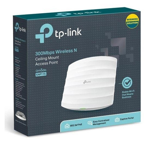 TP-LINK OMADA EAP115 1 PORT 10/100 2.4GHZ 300MBPS WIFI5 2X4DBI ANTEN TAVAN TİPİ ACCESS POINT (POWER
