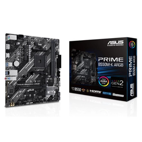 PRIME B550M-K ARGB DDR4 5100MHZ 1XHDMI 1XDP 2XM.2 USB 3.2 MATX AM4 (AMD AM4 5000/4000G/3000 SER