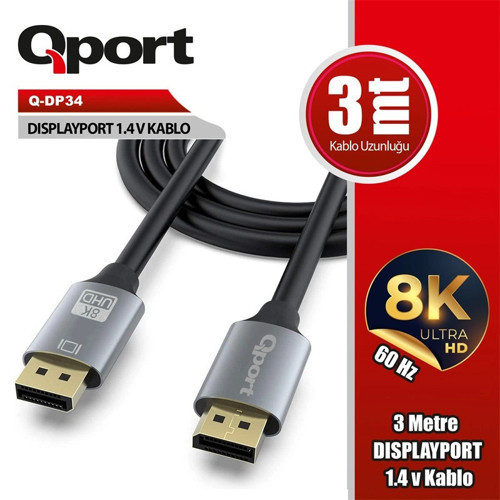 Q-DP34 DISPLAYPORT 1.4V 3MT KABLO