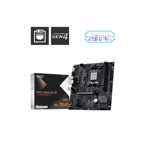 PRO B840M-B DDR5 8000MT/S 1XHDMI 2XM.2 USB-C MATX AM5 (AMD AM5 9000/8000/7000 SERİLERİ İLE UYUML