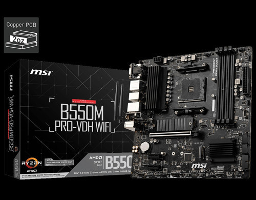 B550M PRO-VDH WIFI DDR4 4400MHZ 1XVGA 1XHDMI 1XDP 2XM.2 USB 3.2 MATX AM4 (AMD 5000/4000G/3000 SE