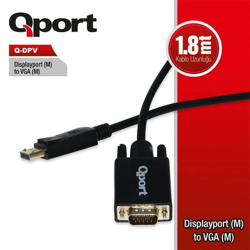 Q-DPV DISPLAY PORTUNDAN VGA 1,8 METRE ÇEVİRİCİ KABLO