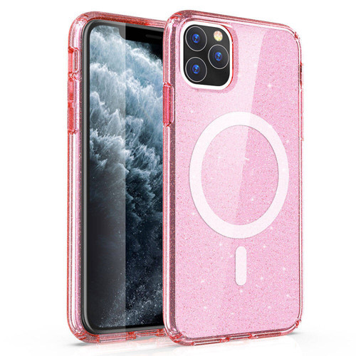 iPhone 11 Kılıf Magsafe Şarj Özellikli Parlayan Simli Saydam Renkli Allstar Kapak