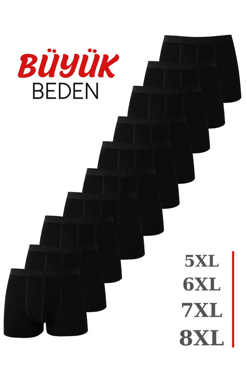 Erkek Büyük Beden Boxer Pamuklu Likralı 10'lu Paket