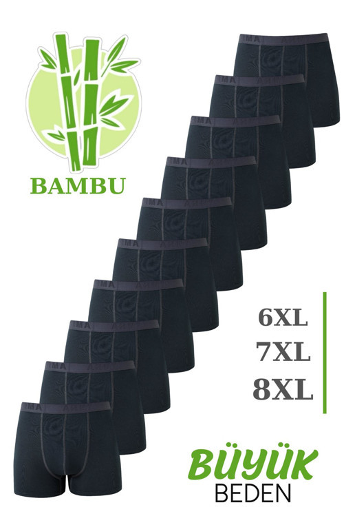 Erkek Bambu Büyük Beden Boxer 10'lu Paket