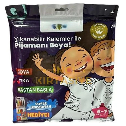 Kalem Hediyeli Boyanabilir Pijama 6-7 Yaş