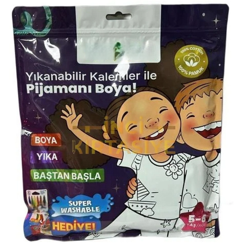 Kalem Hediyeli Boyanabilir Pijama 5-6 Yaş