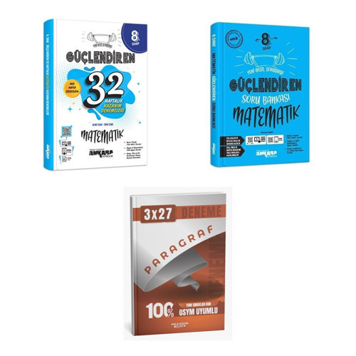 2027 Ankara 8. Sınıf Güçlendiren Matematik 32 Haftalık Kazanım Deneme + Soru + anla kazan paragraf deneme 3'lü Set