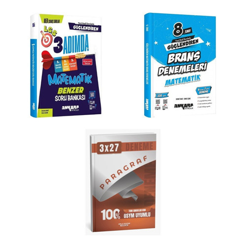 2027 Ankara 8. Sınıf Güçlendiren Matematik LGS 3 Adımda Benzer Soru + Branş Deneme + Ankapade 3'lü Set