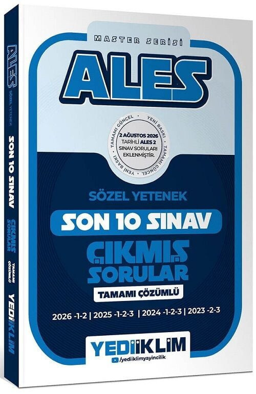 Yediiklim 2027 ALES Master Sözel Yetenek Çıkmış Sorular Son 10 Sınav Çözümlü