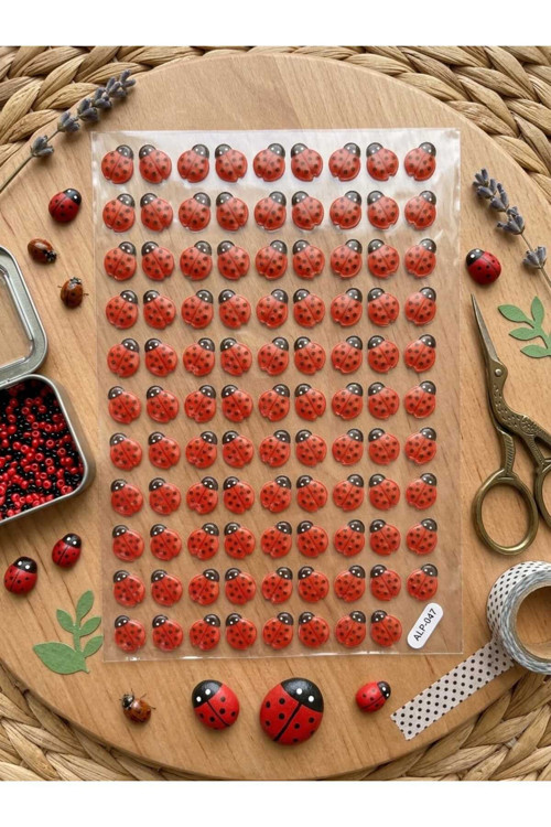 98 Adet Kabartmalı Uğu Böceği Figürlü Sticker 1 Sayfa