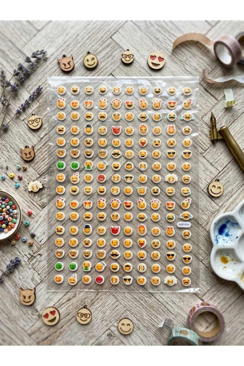 160 Adet Kabartmalı Emoji Sticker 1 Sayfa