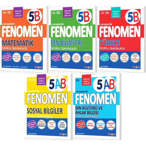 Fenomen Okul 2027 5. Sınıf Matematik + Türkçe + Fen Bilimleri + Sosyal Bilgiler + Din Kültürü B Serisi Soru Bankası Seti