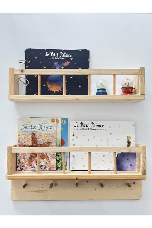 Masif Ahşap Montessori Yaklaşımlı İkili Kitaplık