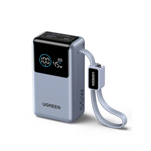 Nexode Pro 10.000 mAh 55W Akıllı Dijital Ekranlı Dahili USB-C Kablolu Hızlı Şarj Powerbank, 75701B