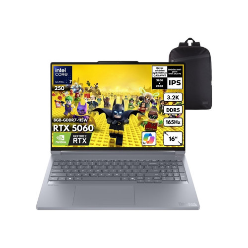 Thinkbook 21R0001GTX C51 16P G6 Iax Intel Core Ultra 7-255HX Geforce Rtx 5060 8gb 115W 16 GB Ddr5 512 GB 16 Inç 3.2k 165