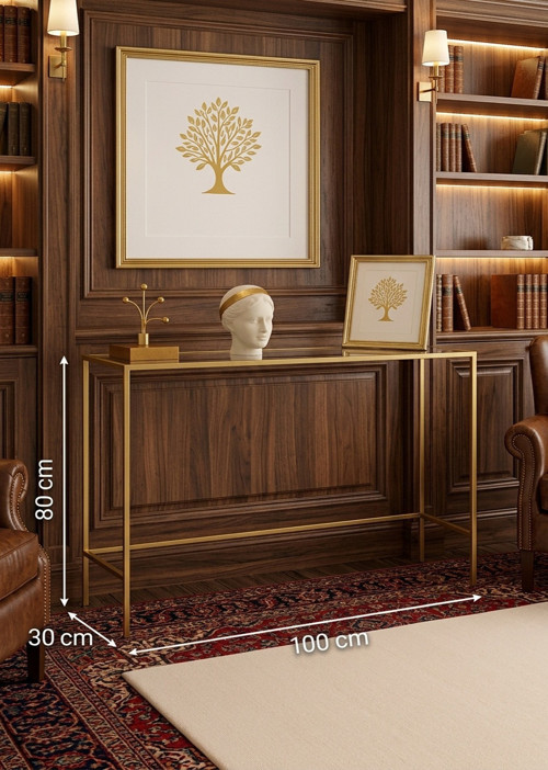 Penguen Gold Dresuar Kahve Köşesi Modern Konsol 100 cm Şeffaf Cam
