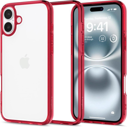 iPhone 16 ile Uyumlu Kılıf Ultra Hybrid Red Crystal