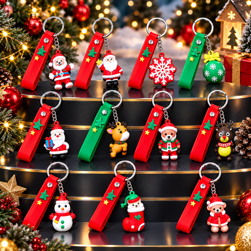 VIP 9 ADET NOEL ANAHTARLIK YILBAŞI HEDİYESİ CHRİSTMAS KEYCHAİN NOEL FİGÜRLÜ ANAHTARLIK NOEL HEDİYESİ