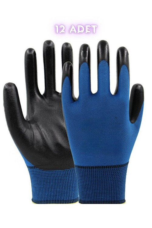 Netpen Safety Nitril Eldiven Zebra Mavi - 12 Çift