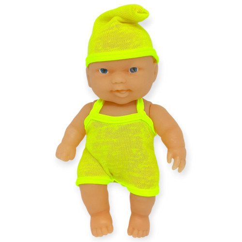 20 cm Sevimli Et Bebek - Çıkarılabilir Neon Kıyafetli Gerçekçi Oyuncak Bebek - Sarı