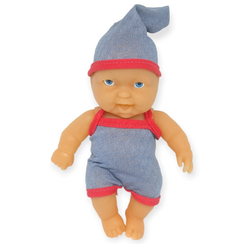 20 cm Sevimli Et Bebek - Çıkarılabilir Neon Kıyafetli Gerçekçi Oyuncak Bebek - Gri - Pembe