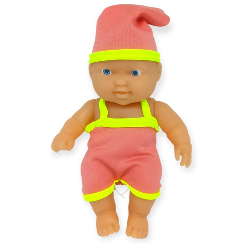 20 cm Sevimli Et Bebek - Çıkarılabilir Neon Kıyafetli Gerçekçi Oyuncak Bebek - Pembe - Sarı