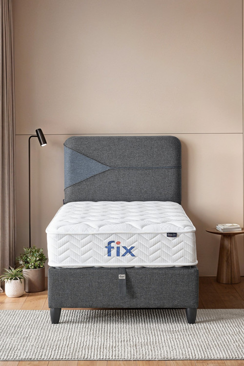 Fix Tek Kişilik Sandıklı Baza Başlık + Full Ortopedik Yatak 3'lü Set