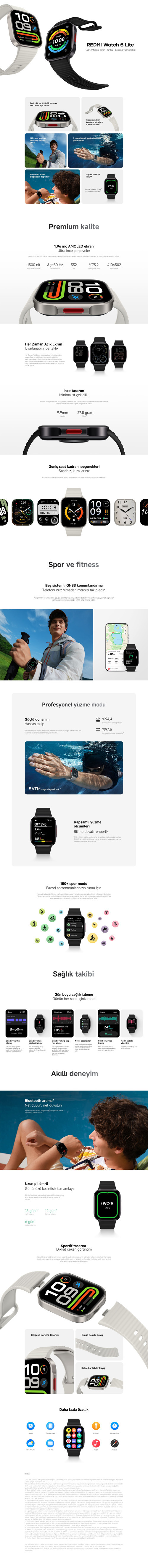Redmi Watch 6 Lite 1.96 İnç AMOLED Ekran, Dahili GPS, Bluetooth Arama, 150+ Spor Modu, 18 Gün Pil Ömrü, 5 ATM, Siyah (Xiaomi TR Garantili)