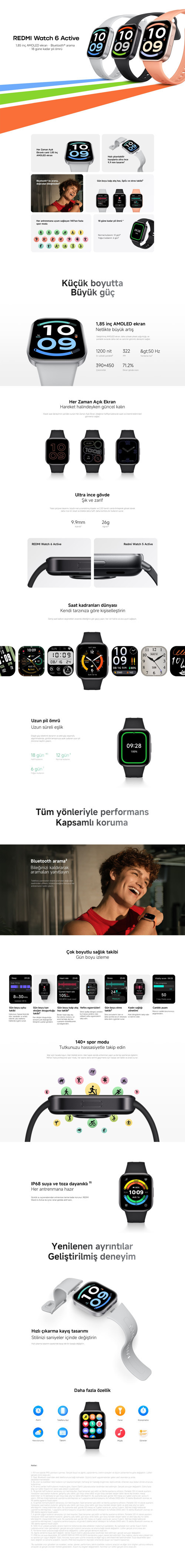 Redmi Watch 6 Active 1.85 İnç Amoled Ekran, Bluetooth Arama, 140+ Spor Modu, Spo₂ Ve Nabız Takibi, 18 Gün Pil Ömrü, İp68, Turuncu (Xiaomi Tr Garantili)