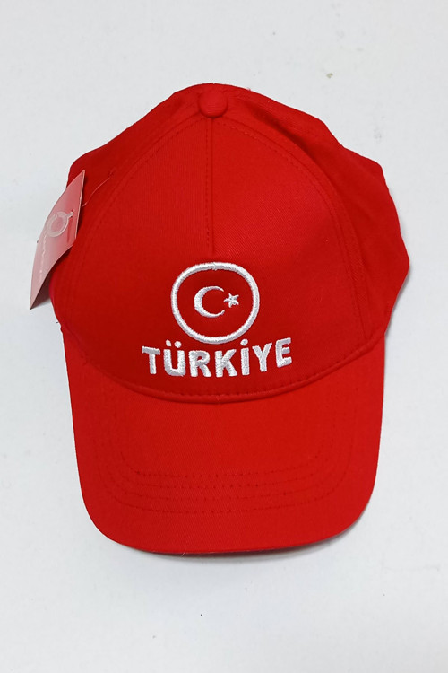 Ay Yıldız Nakışlı Kırmızı Türkiye Şapkası