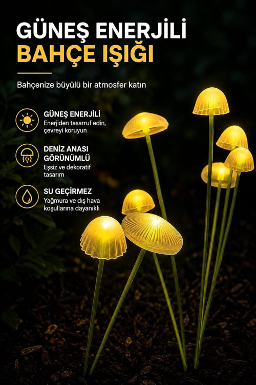 2'li Solar Bahçe Işığı ENT 12 Lambalı Deniz Anası Su Geçirmez S200