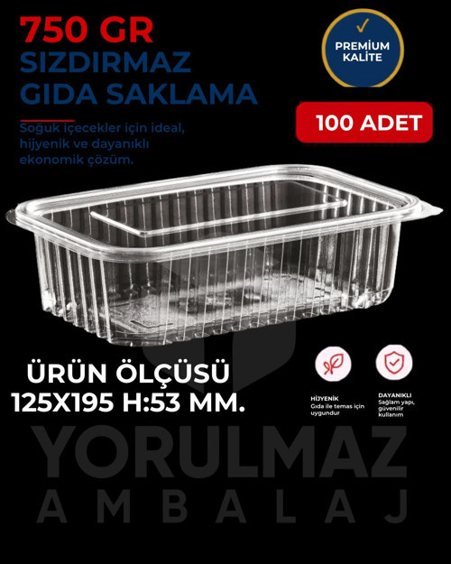 🥡 Kapaklı 750 Gr Sızdırmaz Kullan-At Plastik Kase 100'lü – Paket Servis & Saklama Kabı