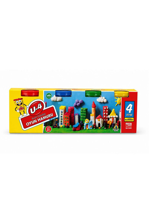 U-4 4 Renk Oyun Hamuru 600 gr | Çocuk Oyun Hamuru Seti | Kırmızı Mavi Yeşil Sarı | 2 Yaş+