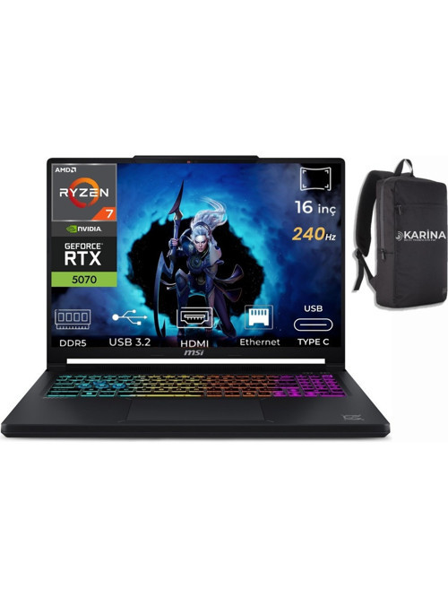 CROSSHAIR A16 HX Ryzen 7 8840HX E8WGXK-058XTRY-K058 48GB 4TB RTX5070 12GB 115W W11Pro 16 inç 2K QHD+ 240Hz IPS-level Gaming Laptop