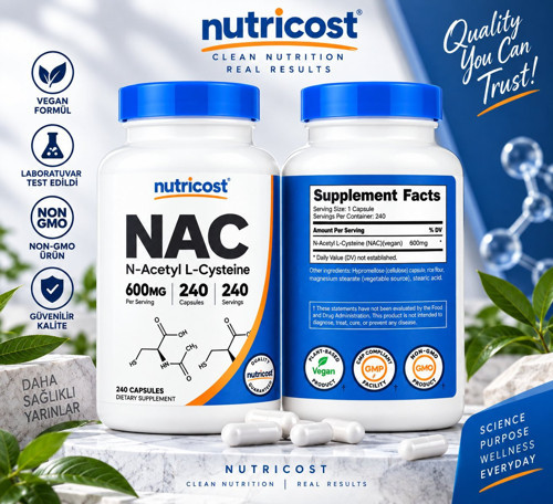 N-Acetyl L-Cysteine N.A.C 600mg 240 Vegetarian Caps