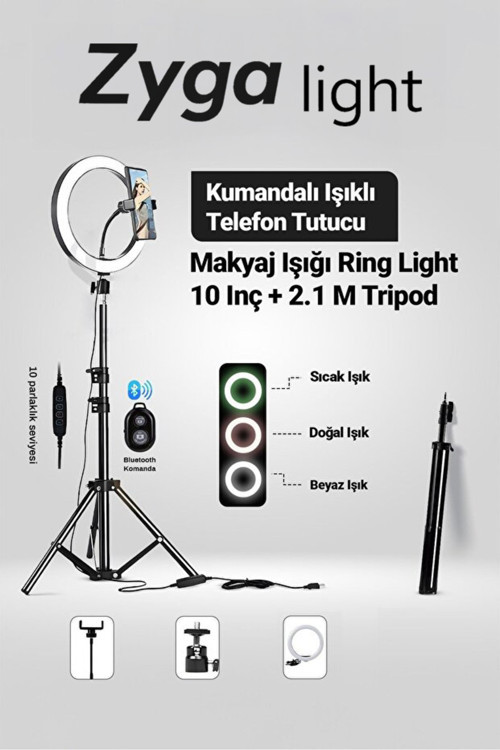 KUMANDALI ışıklı Tripot Ring Light Youtuber fotoğraf Video Çekimi tripod min. 70 cm max.2.10m