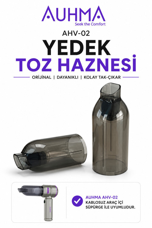 Ahv-02 Araç İçi Süpürge Yedek Toz Haznesi – Uyumlu, Kolay Tak-Çıkar, Şeffaf Hazne