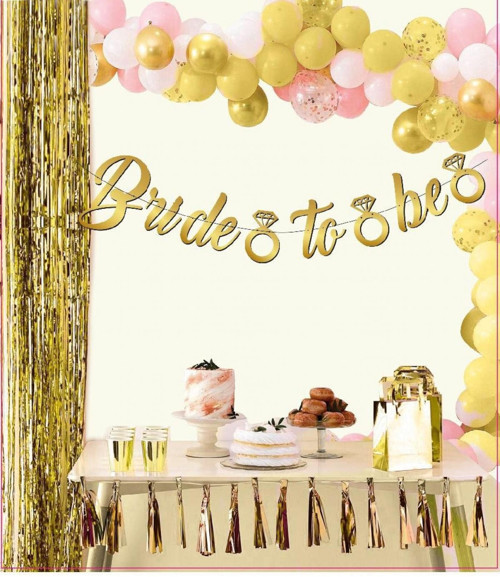 Altın Renk İtalik Yazı Bekarlığa Veda Partisi Tektaşlı Bride To Be Banner Flama Süs