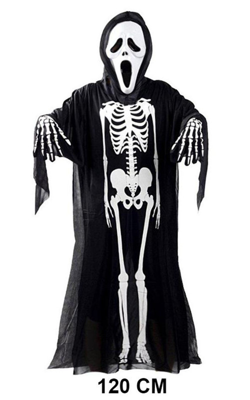 Yetişkin Boy İskelet Kostüm-Fosforlu İskelet Eldiven-İskelet Maske Seti