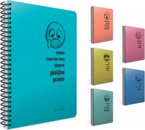 Real Spiralli Plastik Kapak Defter A4 80 Yaprak Çizgili 7227 (Karışık Renk 1 Adet)