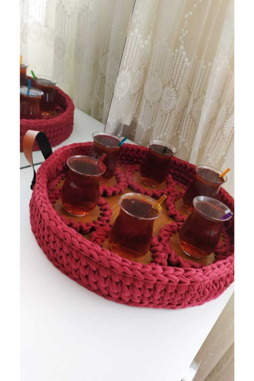 Çay Tepsi Takımıpenye Ipi Çay Tepsi Bardak Altlıklı Takım Çeyizlik
